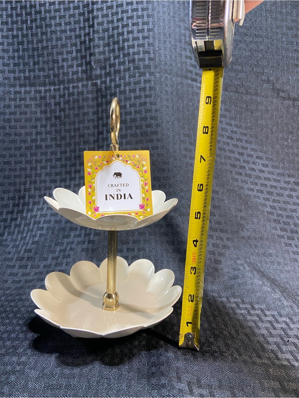 Elegant Two-Tier Cream and Gold Tray NWT - Picture 8 of 8